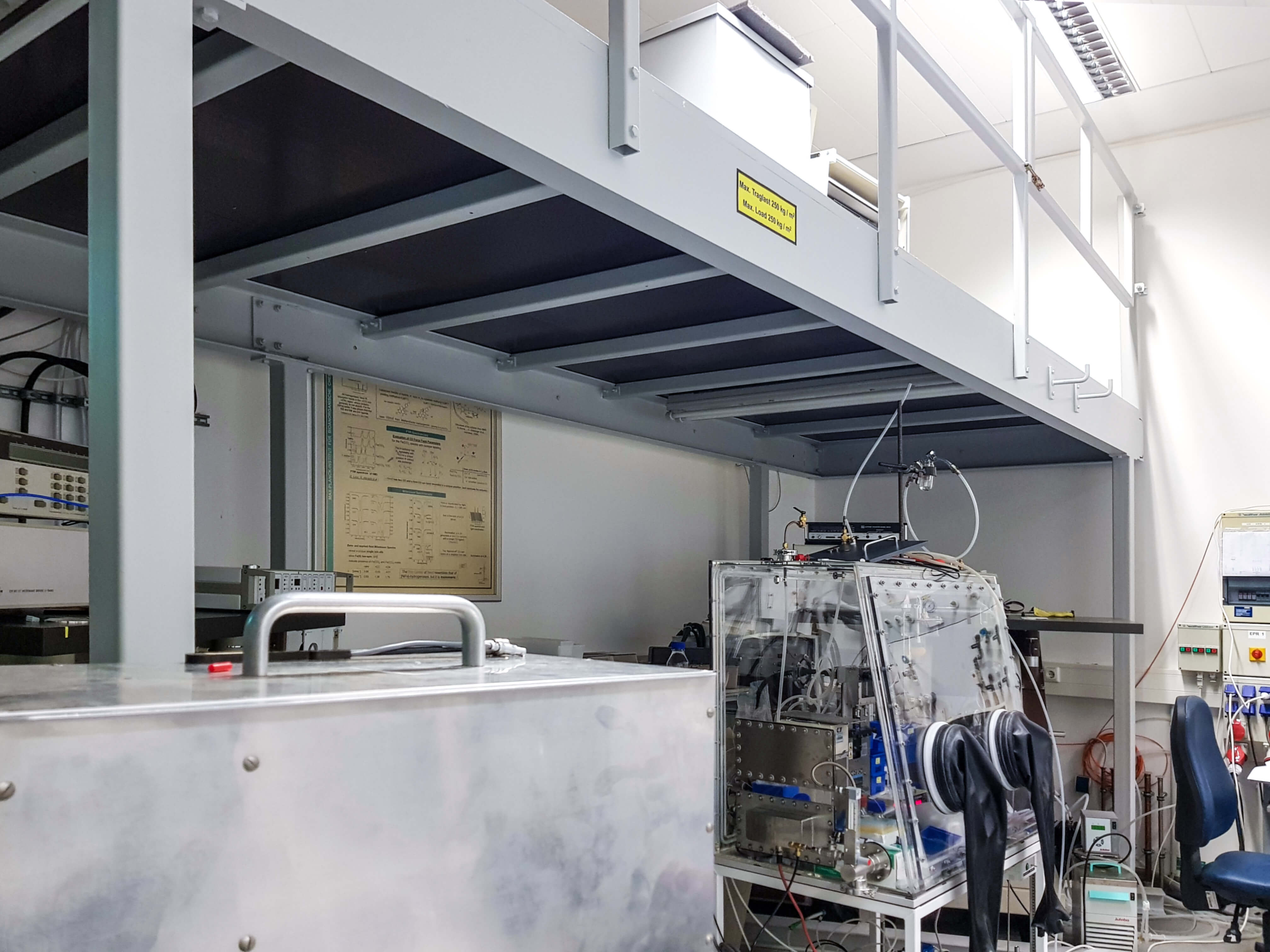 In Mülheim baute die Edelstahlschlosserei Nappenfeld eine neue Ebene in einem Labor des Max-Planck-Instituts für Chemische Energiekonversion ein