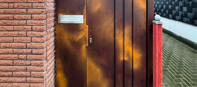 Eingangstor in Rostoptik für Wohnhaus in Duisburg